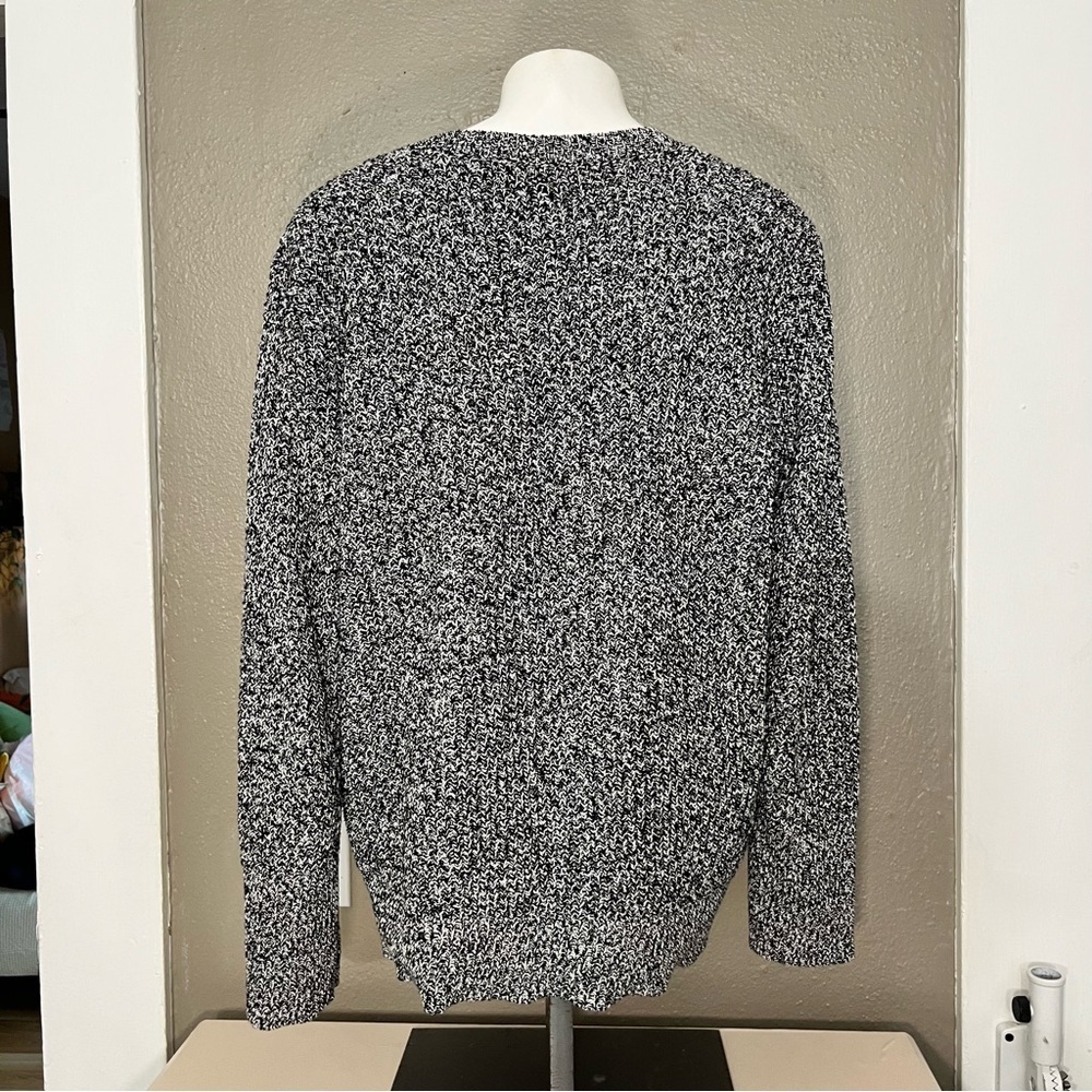 Lauren Ralph Lauren Black White Marled Sweater Women’s M Shoulder Buttons - Picture 4 of 12